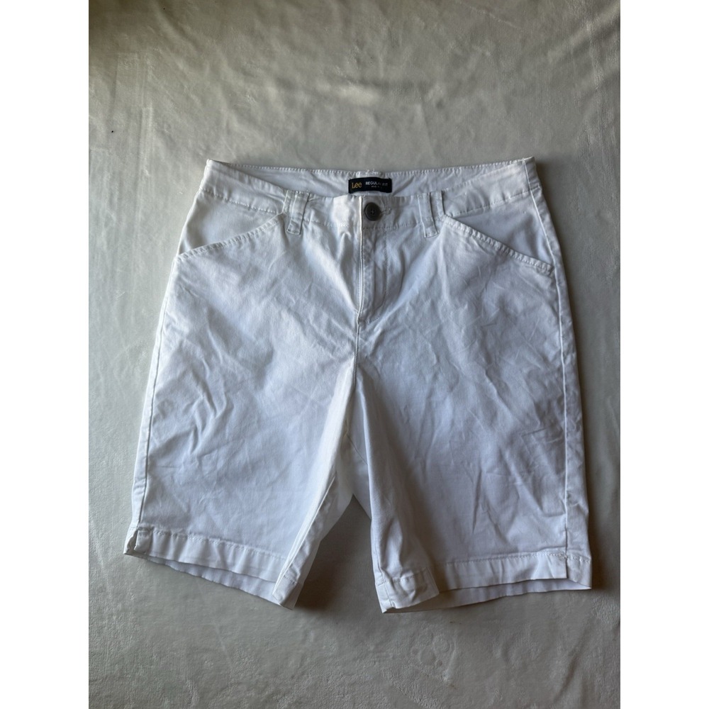 Lee Regular Fit Mid-Rise Size 12 Medium Bermuda Shorts White Fit